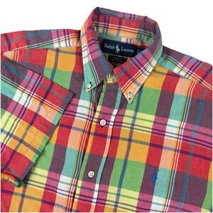 Ralph Lauren Shirt Mens Small Madras Plaid Blake Cotton Button Down Preppy